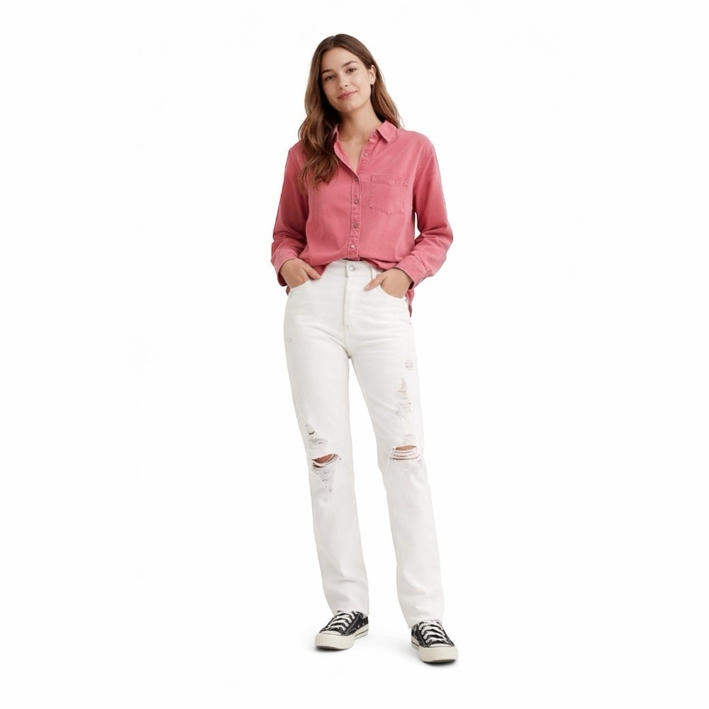 Levi’s 501 Original High Rise Straight Leg White Jeans 27x30 NWT